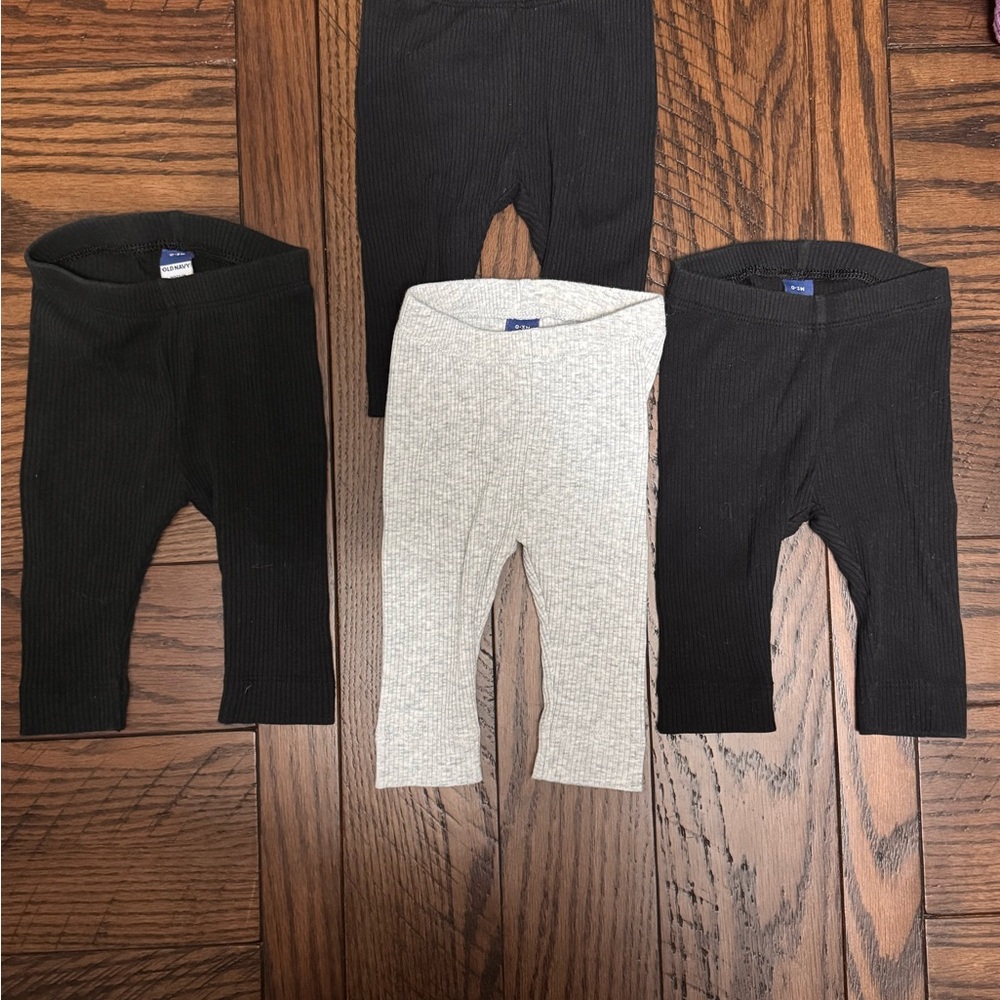 Old Navy Baby Ribbed Leggings - Black and Gray, Set of 4
